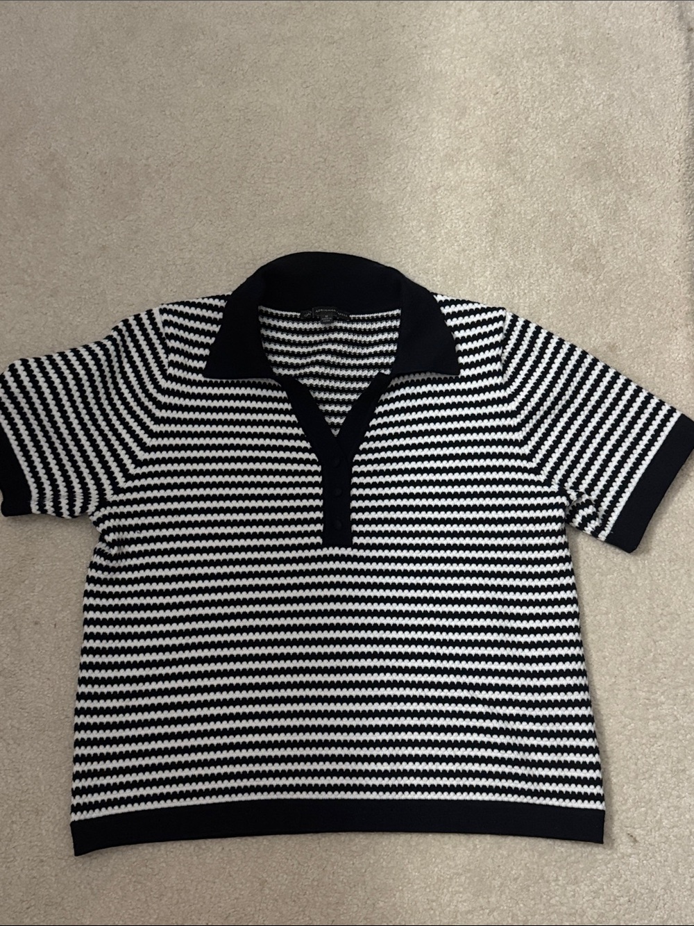 Stripe Short Sleeve Polo Sweater